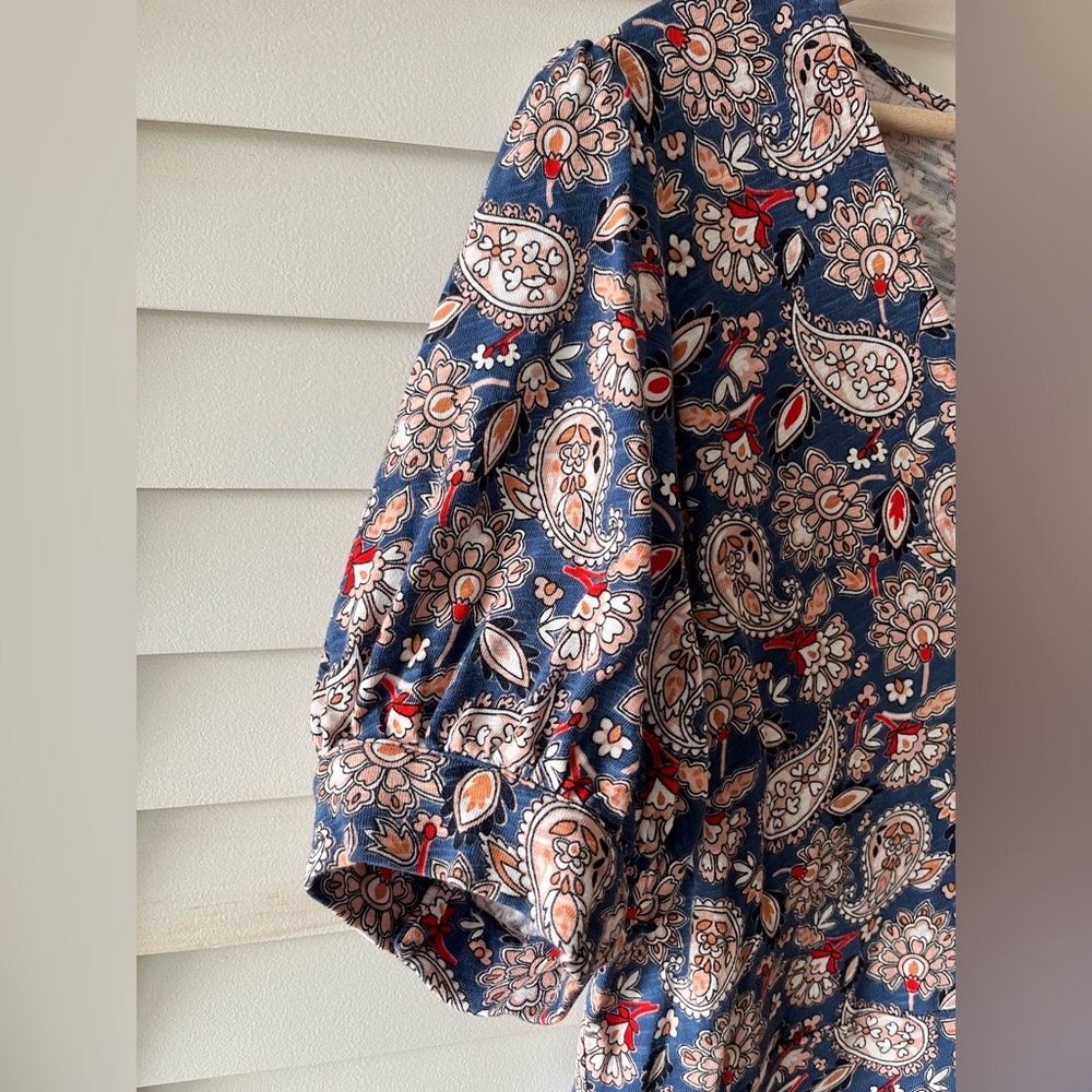 Boden Cotton Mini Dress Navy Paisley Terrace Size 14 - Picture 5 of 10